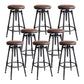 Industrial Metal Barstool Low Back Faux Leather Cushion Footrest Stool with 4 Legs