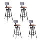 Industrial Metal Barstool Low Back Faux Leather Cushion Footrest Stool with 4 Legs