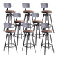 Industrial Metal Barstool Low Back Faux Leather Cushion Footrest Stool with 4 Legs