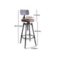 Industrial Metal Barstool Low Back Faux Leather Cushion Footrest Stool with 4 Legs