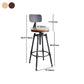 Industrial Metal Barstool Low Back Faux Leather Cushion Footrest Stool with 4 Legs