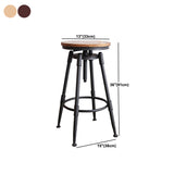 Industrial Metal Barstool Low Back Faux Leather Cushion Footrest Stool with 4 Legs