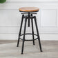 Industrial Metal Barstool Low Back Wood Footrest Adjustable Stool with Swivel