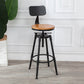 Industrial Metal Barstool Low Back Wood Footrest Adjustable Stool with Swivel