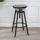 Industrial Metal Barstool Low Back Wood Footrest Adjustable Stool with Swivel