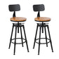 Industrial Metal Barstool Low Back Wood Footrest Adjustable Stool with Swivel