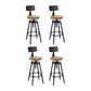 Industrial Metal Barstool Low Back Wood Footrest Adjustable Stool with Swivel