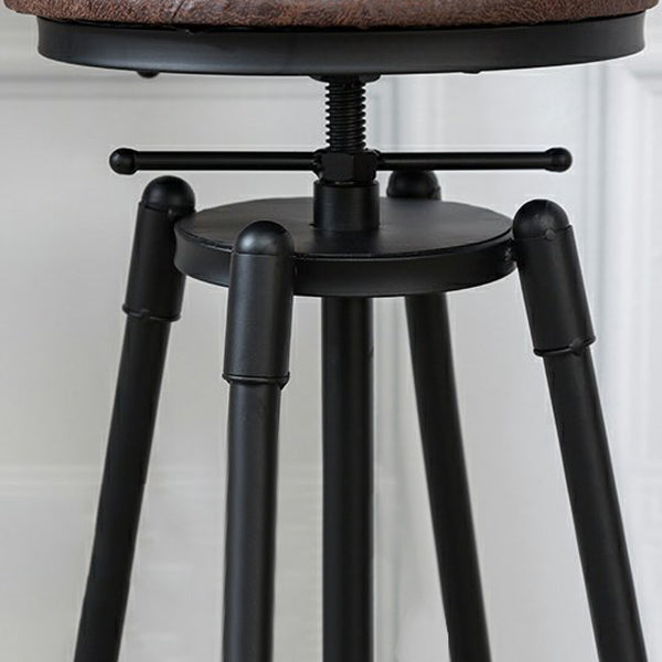 Industrial Metal Barstool Low Back Wood Footrest Adjustable Stool with Swivel