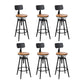 Industrial Metal Barstool Low Back Wood Footrest Adjustable Stool with Swivel