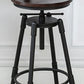 Industrial Metal Barstool Low Back Wood Footrest Adjustable Stool with Swivel