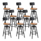 Industrial Metal Barstool Low Back Wood Footrest Adjustable Stool with Swivel