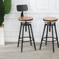 Industrial Metal Barstool Low Back Wood Footrest Adjustable Stool with Swivel