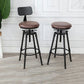 Industrial Metal Barstool Low Back Wood Footrest Adjustable Stool with Swivel