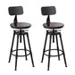 Industrial Metal Barstool Low Back Wood Footrest Adjustable Stool with Swivel