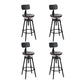 Industrial Metal Barstool Low Back Wood Footrest Adjustable Stool with Swivel