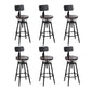 Industrial Metal Barstool Low Back Wood Footrest Adjustable Stool with Swivel
