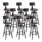 Industrial Metal Barstool Low Back Wood Footrest Adjustable Stool with Swivel