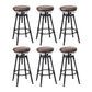 Industrial Metal Barstool Low Back Wood Footrest Adjustable Stool with Swivel