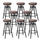 Industrial Metal Barstool Low Back Wood Footrest Adjustable Stool with Swivel