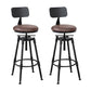 Industrial Metal Barstool Low Back Wood Footrest Adjustable Stool with Swivel