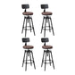 Industrial Metal Barstool Low Back Wood Footrest Adjustable Stool with Swivel