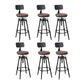 Industrial Metal Barstool Low Back Wood Footrest Adjustable Stool with Swivel