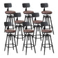 Industrial Metal Barstool Low Back Wood Footrest Adjustable Stool with Swivel