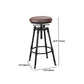 Industrial Metal Barstool Low Back Wood Footrest Adjustable Stool with Swivel