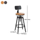 Industrial Metal Barstool Low Back Wood Footrest Adjustable Stool with Swivel