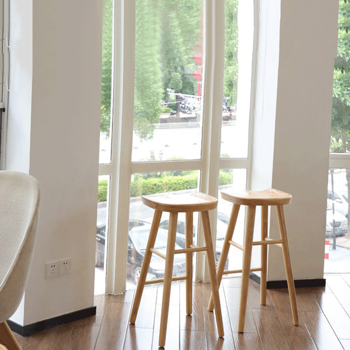 Contemporary Wood Stool Wood Counter Stool in Matte Finish for Indoor