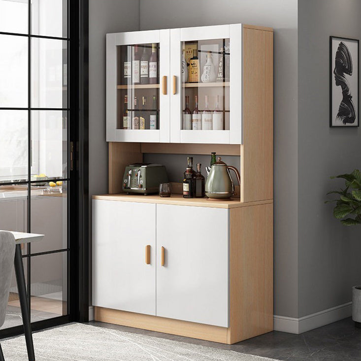 Glass Door Artificial Wood Sideboard Modern Server Cabinet with Storage for Dining Room Clearhalo 'buffet_sideboard' 'Buffets & Sideboards' 'furn' 'furn_buffet_sideboard' 'Furniture' 'Kitchen & Dining Furniture' 5751495
