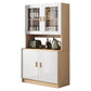 Glass Door Artificial Wood Sideboard Modern Server Cabinet with Storage for Dining Room 31"L x 13"W x 72"H Natural Wood White Clearhalo 'buffet_sideboard' 'Buffets & Sideboards' 'furn' 'furn_buffet_sideboard' 'Furniture' 'Kitchen & Dining Furniture' 5751504