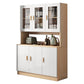 Glass Door Artificial Wood Sideboard Modern Server Cabinet with Storage for Dining Room 39"L x 13"W x 72"H Natural Wood White Clearhalo 'buffet_sideboard' 'Buffets & Sideboards' 'furn' 'furn_buffet_sideboard' 'Furniture' 'Kitchen & Dining Furniture' 5751505