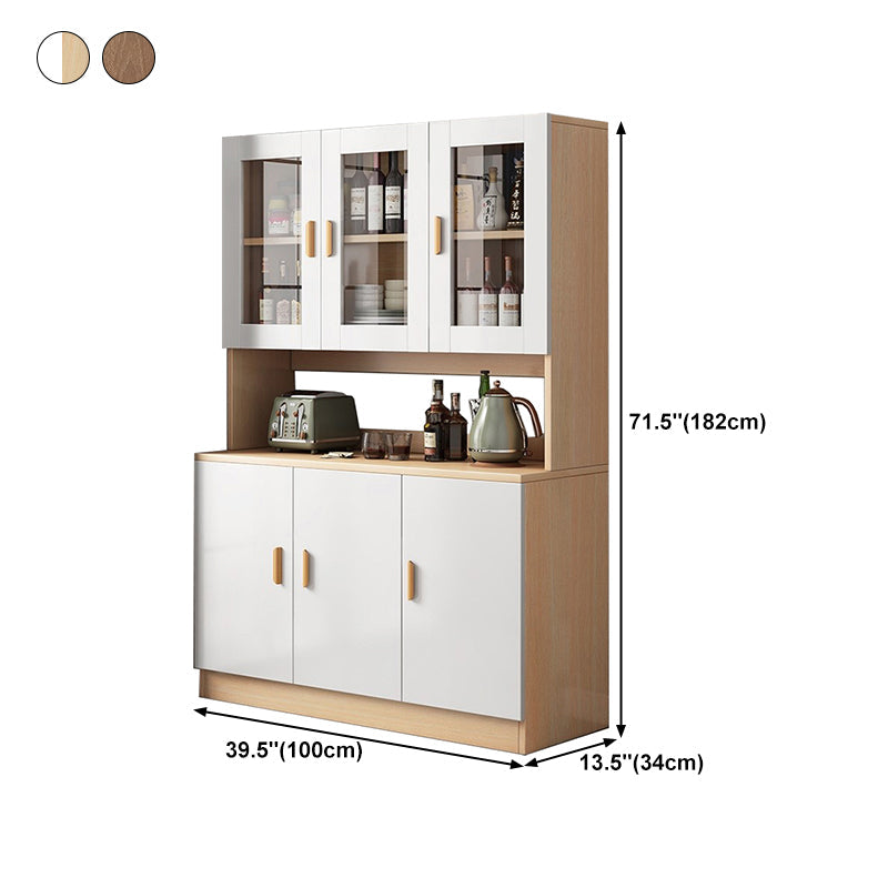 Glass Door Artificial Wood Sideboard Modern Server Cabinet with Storage for Dining Room Clearhalo 'buffet_sideboard' 'Buffets & Sideboards' 'furn' 'furn_buffet_sideboard' 'Furniture' 'Kitchen & Dining Furniture' 5751509