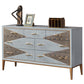 Glam Style Dining Table Wood Top Buffet Table Multi Drawer for Dinning Room