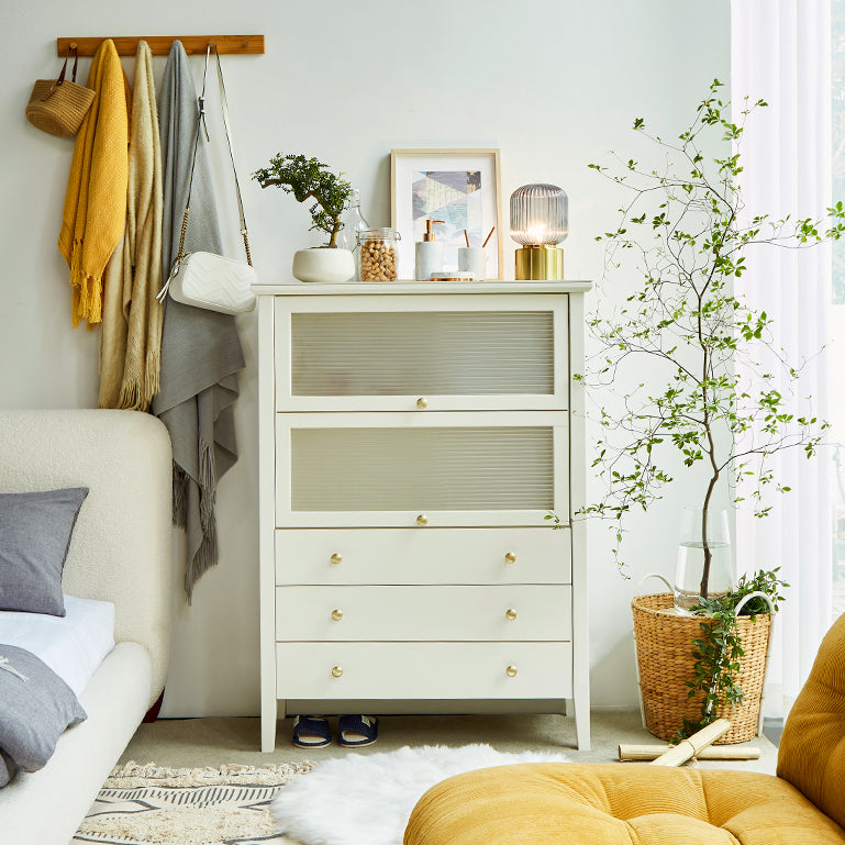 Glam Stone and Wood Buffet Server Living Room White Dining Server with Drawers Clearhalo 'buffet_sideboard' 'Buffets & Sideboards' 'furn' 'furn_buffet_sideboard' 'Furniture' 'Kitchen & Dining Furniture' 5751837