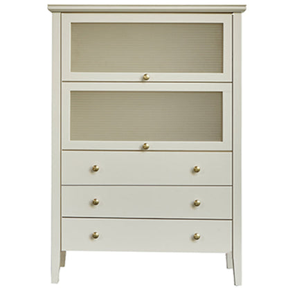 Glam Stone and Wood Buffet Server Living Room White Dining Server with Drawers 27"L x 16"W x 50"H Clearhalo 'buffet_sideboard' 'Buffets & Sideboards' 'furn' 'furn_buffet_sideboard' 'Furniture' 'Kitchen & Dining Furniture' 5751841