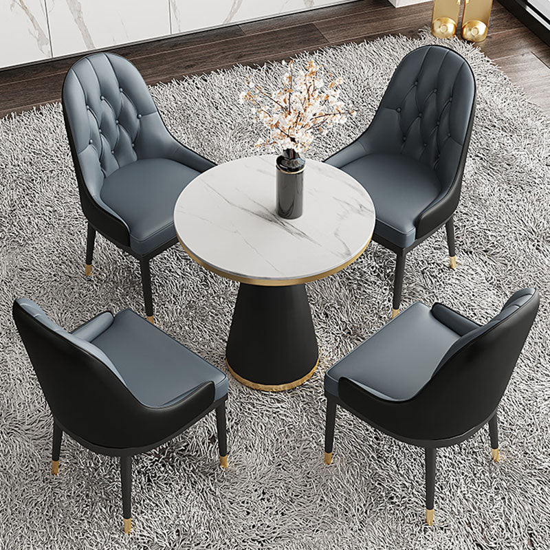 Modern Style Dining Table White Top Sintered Stone Table for Dining Room Round 23.6"L x 23.6"W x 29.5"H Without Chairs Clearhalo 'Dining Tables & Seating' 'Dining Tables' 'dining_table' 'furn' 'furn_dining_table' 'Furniture' 'Kitchen & Dining Furniture' 5751932