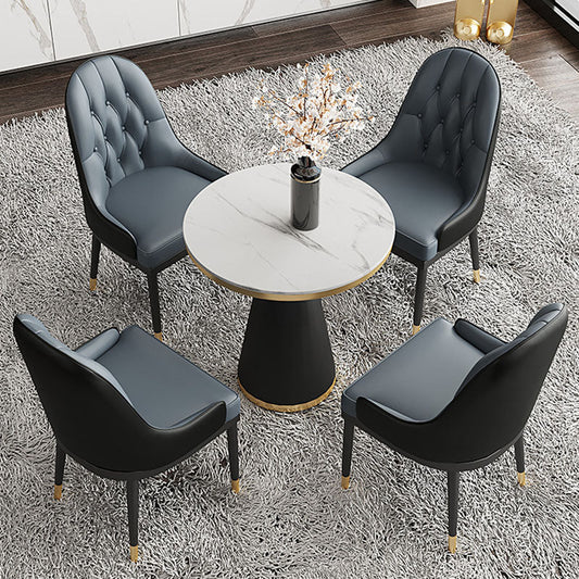 Modern Style Dining Table White Top Sintered Stone Table for Dining Room Round 23.6"L x 23.6"W x 29.5"H Without Chairs