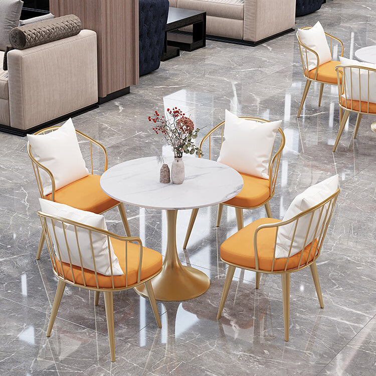 Modern Round Dining Table Sintered Stone Tulip Table for Dining Room Gold 31.5"L x 31.5"W x 29.5"H Without Chairs Clearhalo 'Dining Tables & Seating' 'Dining Tables' 'dining_table' 'furn' 'furn_dining_table' 'Furniture' 'Kitchen & Dining Furniture' 5751980