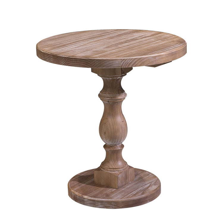 Brown Round Dining Table Modern Pine Solid Wood Pedestal Table