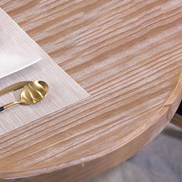 Brown Round Dining Table Modern Pine Solid Wood Pedestal Table