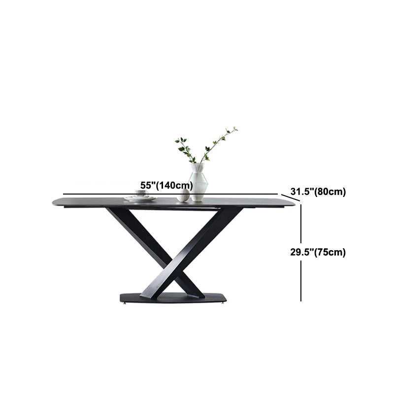 Rechteckiger Küchentisch aus gesintertem Stein, moderner schwarzer Esszimmertisch