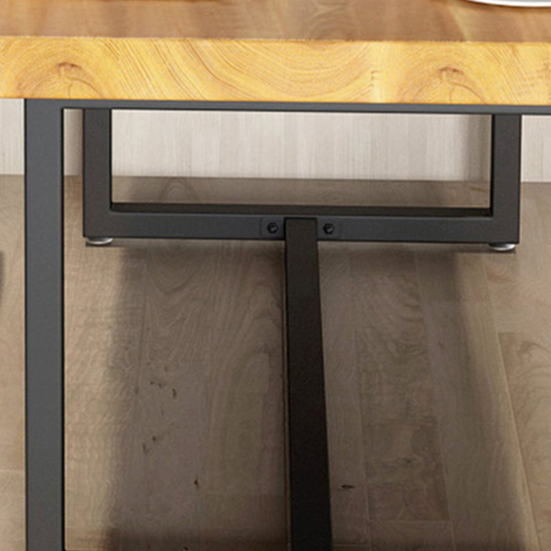 Tavolo da tavola in legno di pino naturale rettangolo nero tavolo da pranzo di base di cavalletto di ferro senza sedia