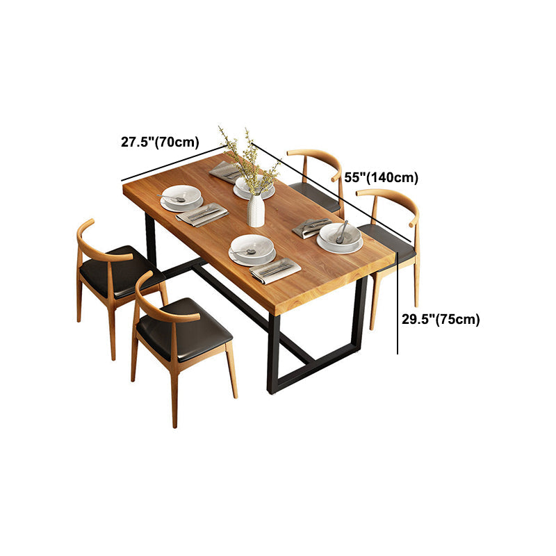 Tavolo da tavola in legno di pino naturale rettangolo nero tavolo da pranzo di base di cavalletto di ferro senza sedia
