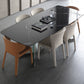 Modern Glass Base Table Rectangle Stone Top Dining Table for Kitchen