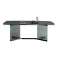 Modern Glass Base Table Rectangle Stone Top Dining Table for Kitchen