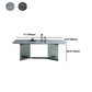 Modern Glass Base Table Rectangle Stone Top Dining Table for Kitchen