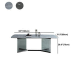 Modern Glass Base Table Rectangle Stone Top Dining Table for Kitchen