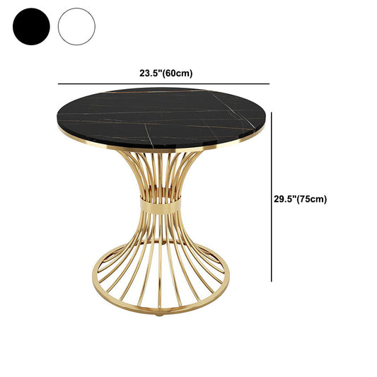 Modern Style Round Dining Table Sintered Stone Pedestal Table for Dining Room